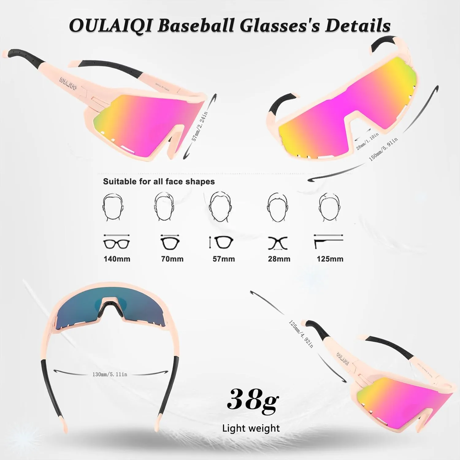 Cycling Glasses Baseball Sunglasses for Men Women UV400 Protection for Running Softball Volleyball Sports Sunglasses