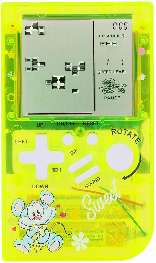 CZT Transparent Block Game Machine 23 Built-in Games Retro Children's Game Console Student Game Device Puzzle Handheld Console Electronic Brick Games Compact Portable Christmas Girl Gifts (Green)