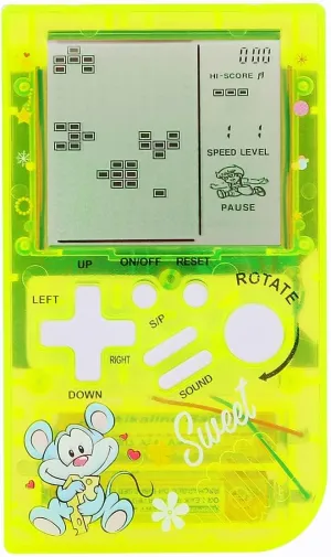 CZT Transparent Block Game Machine 23 Built-in Games Retro Children's Game Console Student Game Device Puzzle Handheld Console Electronic Brick Games Compact Portable Christmas Girl Gifts (Green)