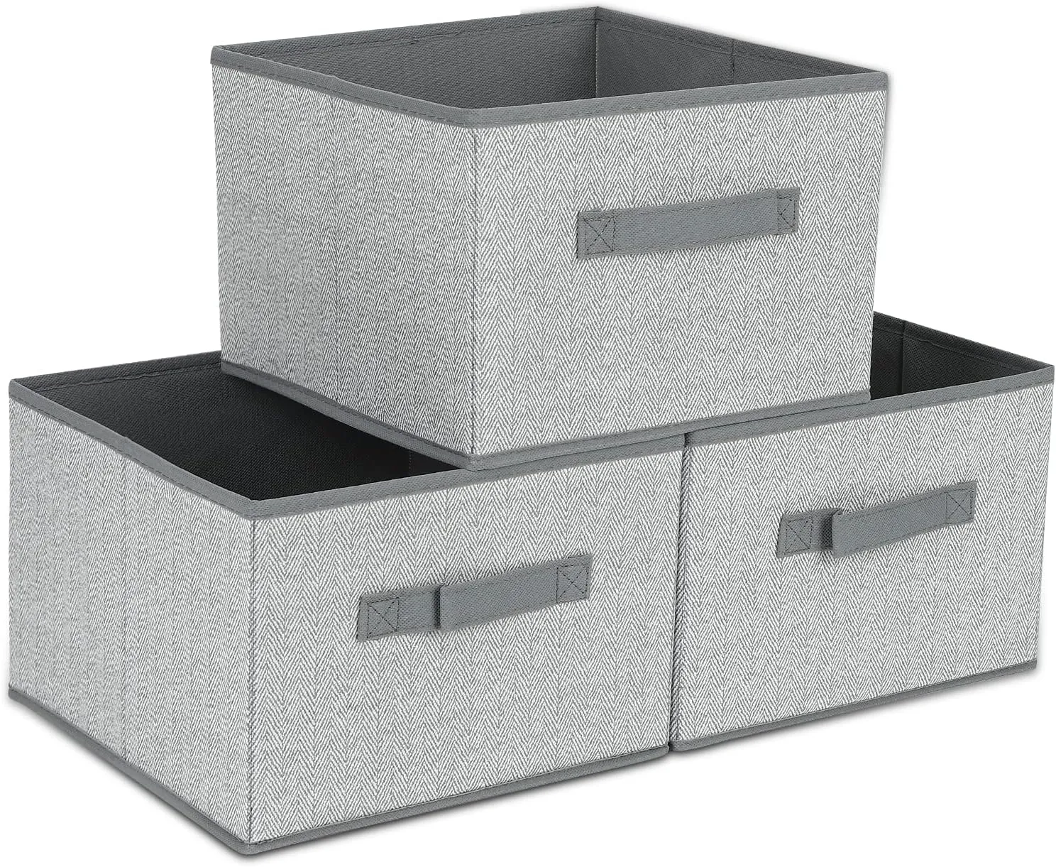 DAYARD Fabric Bins [3-Pack], Foldable Cube Baskets Storage Boxes for Shelves, Closet, Bookshelf, Nursery Organizer Containers, 11 x 11 x 8 inch Grey