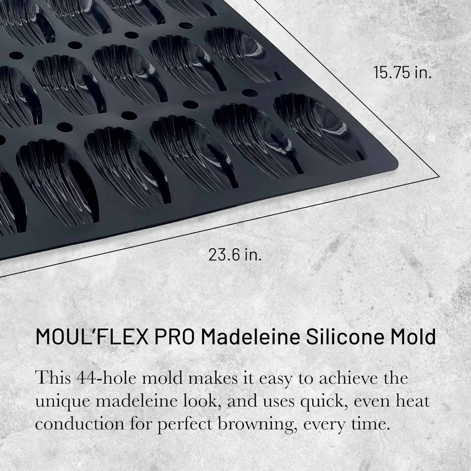 de Buyer MOUL’FLEX PRO Madeleine Silicone Mold - Creates 44 Madeleines - Easy to Use & Clean - Dishwasher & Freezer Safe