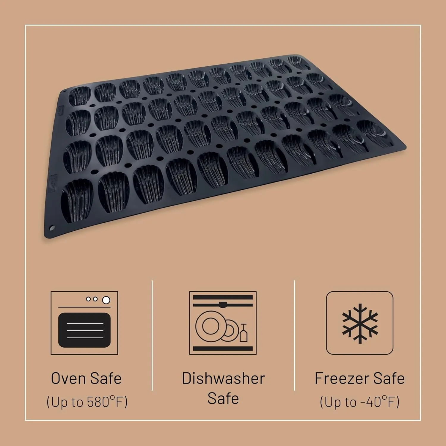 de Buyer MOUL’FLEX PRO Madeleine Silicone Mold - Creates 44 Madeleines - Easy to Use & Clean - Dishwasher & Freezer Safe