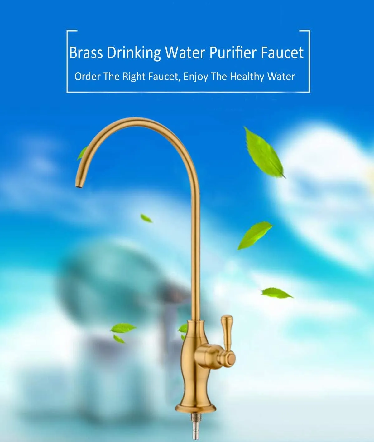 Delle Rosa Brushed Gold Drinking Water Faucet, Commercial Water Filtration Faucet for Under Sink Water Filter System