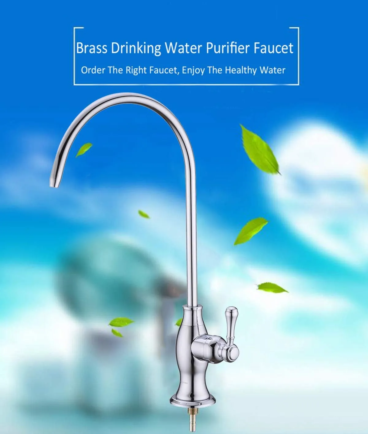 Delle Rosa Drinking Water Purifier Faucet, Commercial Water Filtration Faucet for Under Sink Water Filter System, Modern Best Brass Kitchen Bar Sink Drinking Water Faucet Chrome