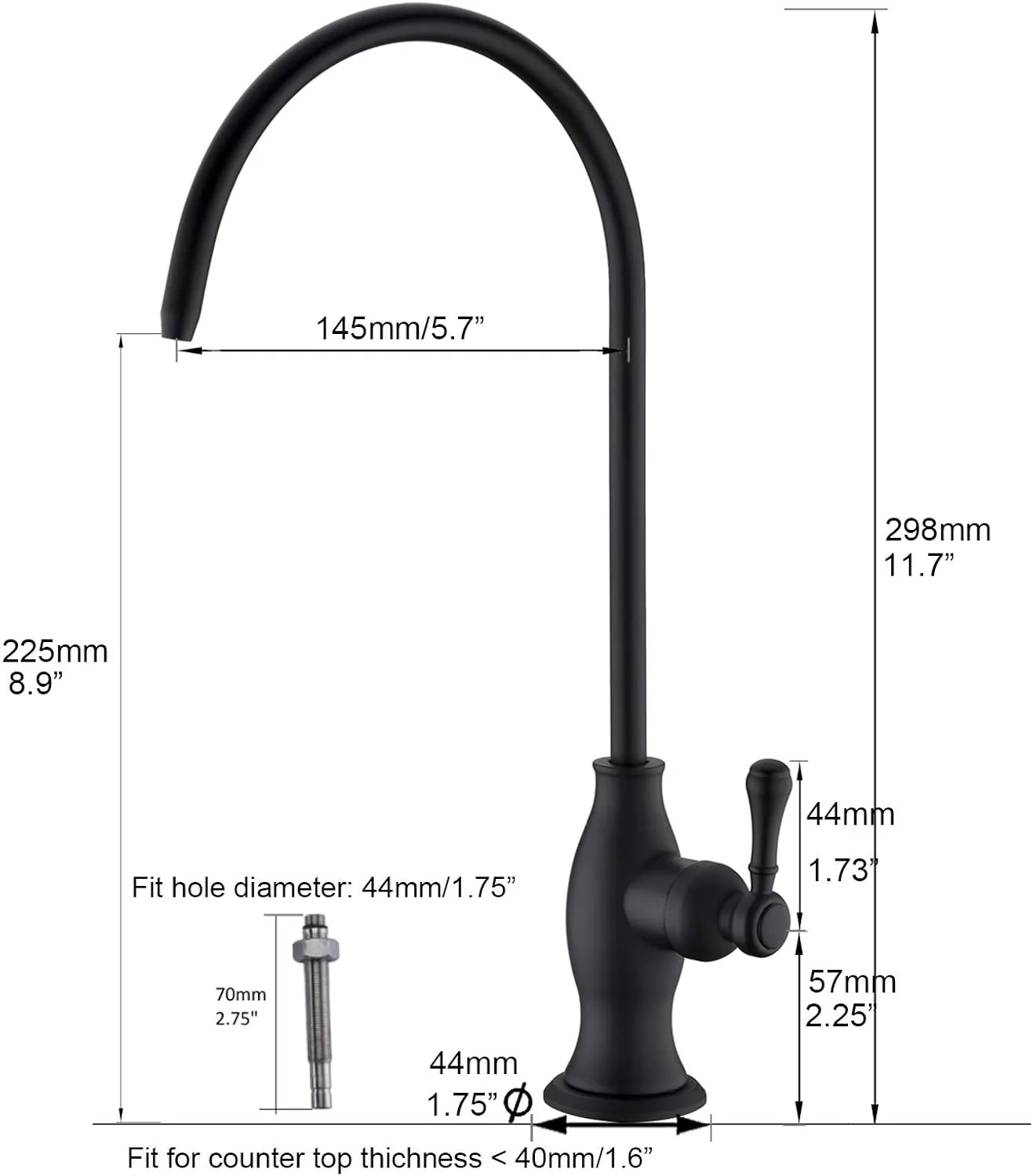 Delle Rosa Drinking Water Purifier Faucet, Commercial Water Filtration Faucet for Under Sink Water Filter System, Modern Best Brass Kitchen Bar Sink Drinking Water Faucet Chrome