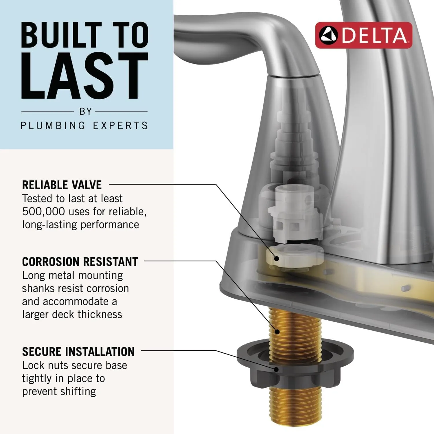 Delta Arvo Pull-Down Centerset Bathroom Faucet, Brushed Nickel High Arc 3-Hole Bathroom Sink Faucet with Sprayer, Push-Pop Drain Assembly, SpotShield Nickel 25840LF-SPPD