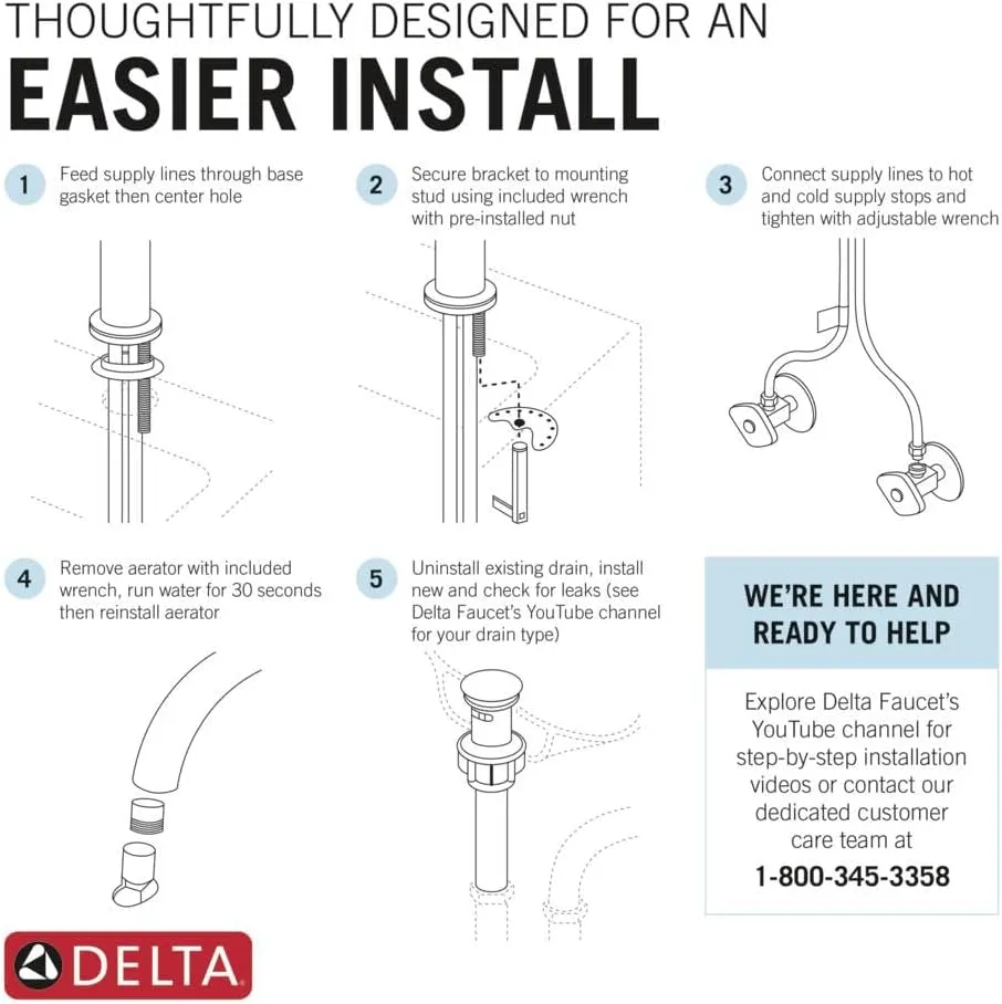 Delta Faucet Modern Single Hole Bathroom Faucet, Single Handle Bathroom Faucet Chrome, Bathroom Sink Faucet, 1 Hole Bathroom Faucet, Push Pop-Up Drain Assembly, 1.0 GPM, Chrome 581LF-GPM-PP