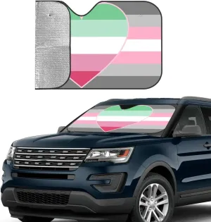Demigirl Abro- Pride Flag LGBTQ Car Windshield Sun Shade Foldable Car Umbrella Sunshade Cover Protect Vehicle from Uv Sun Car Truck SUV Auto Accessories