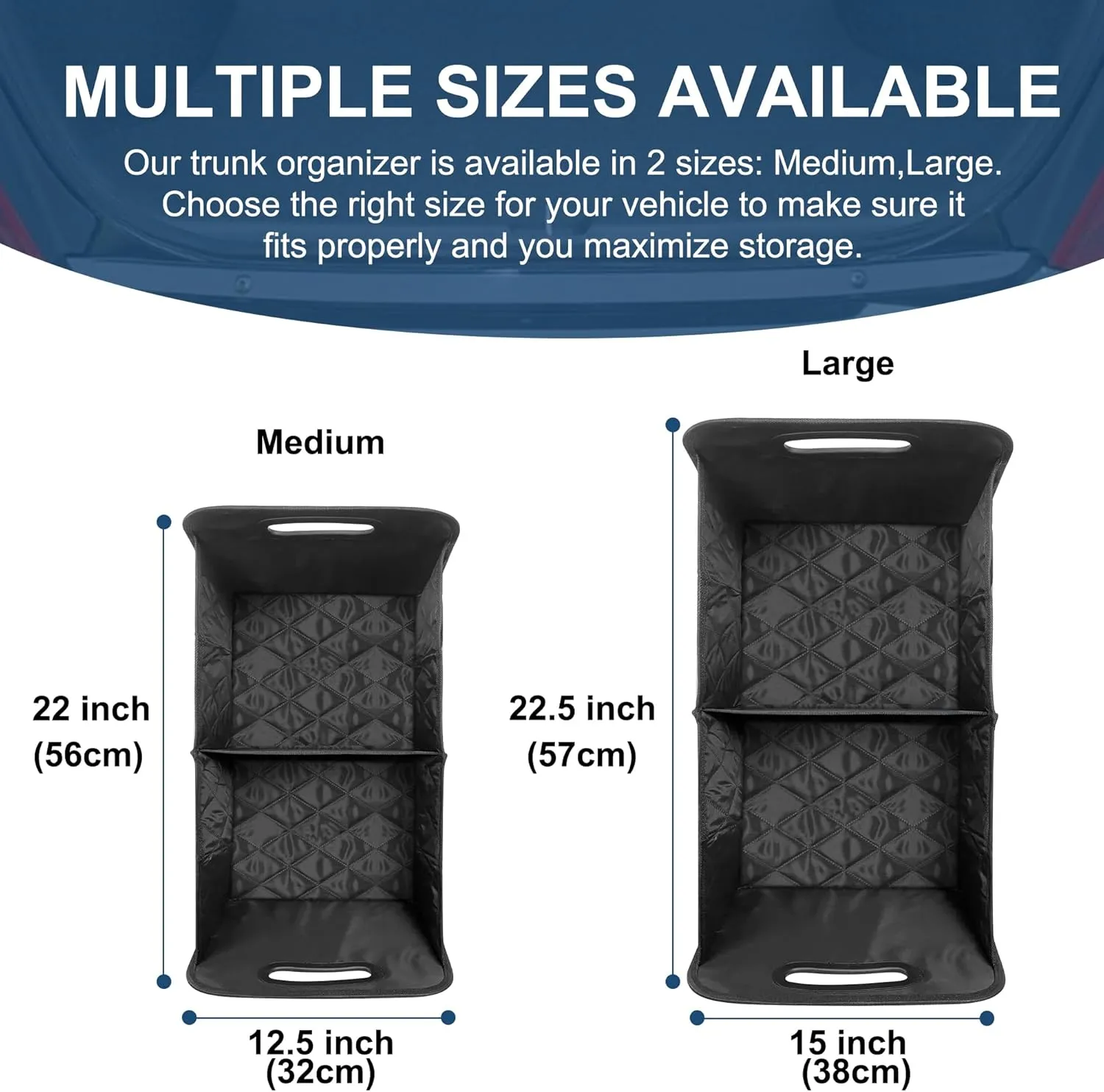 Deosk Car Trunk Organizer and Storage with 6 Big Pockets, Waterproof Polyester Trunk Organizer for SUV, Minivan, Truck (Large, Black)