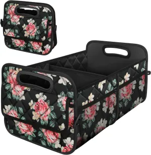 Deosk Car Trunk Organzier for SUV, Car Organziers and Storage with 6 Big Pocket, 50L Waterproof Polyester Car Accessories for Women/Men (Medium, Floral)