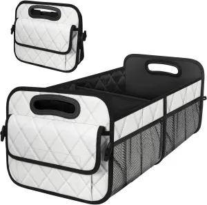 Deosk Trunk Organizer with 6 Pockets - Car Storage Accessory for SUVs, Minivans, and Trucks - 50L Waterproof Polyester (Medium, Beige)