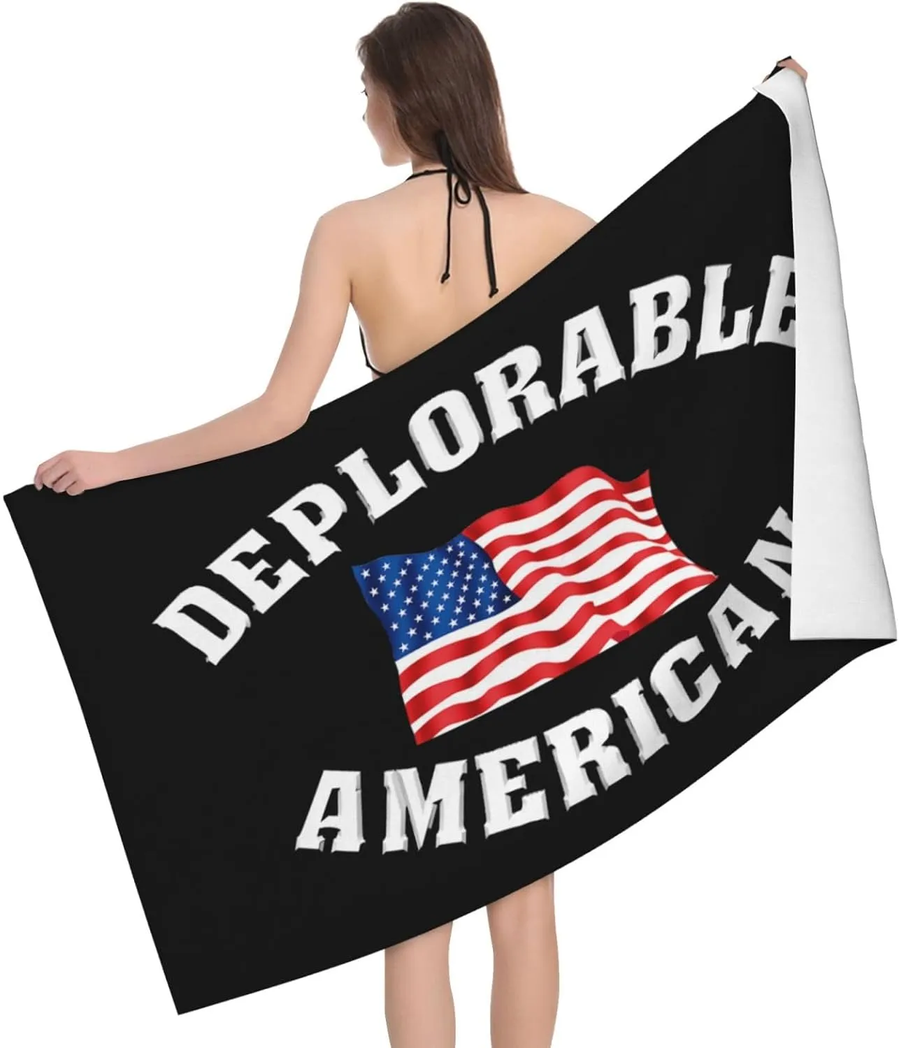 Deplorable and Proud American Flag Absorbent Bath Towel 32" x 52" Large Beach Towel