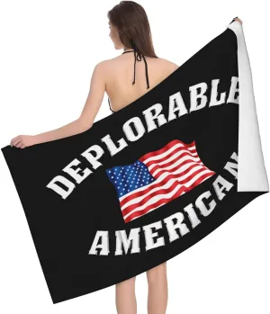 Deplorable and Proud American Flag Absorbent Bath Towel 32" x 52" Large Beach Towel