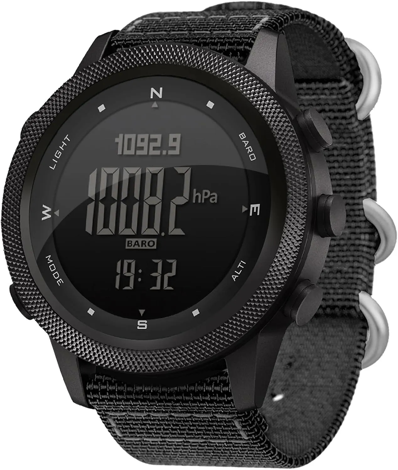 DIDITIME Tactical Watches for Men, Military Watches for Men, Waterproof 164FT, Fitness Watch, Mens Digital Watches with Compass, Metronome, Pedometer, Lightweight Breathable Nylon Watch
