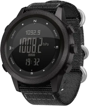 DIDITIME Tactical Watches for Men, Military Watches for Men, Waterproof 164FT, Fitness Watch, Mens Digital Watches with Compass, Metronome, Pedometer, Lightweight Breathable Nylon Watch