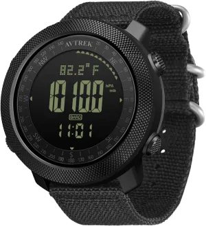 Digital Hiking Sport Watches for Men Tactical Training Military Compass Solid Watches Outdoor Multifunction Waterproof Altimeter Watches (Black2106)