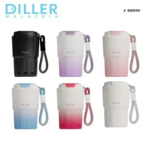 DILLER 304 Stainless Steel Coffee Vacuum Mug w/ Handle - 340ml