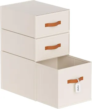 DIMJ Closet Organizers and Storage - Fabric Storage Bins with Drawers Stackable Closet Bins with Labels for Clothes, Sweaters, Bedding, Collapsible Storage Cubes for Bedroom, Living Room, Shelf