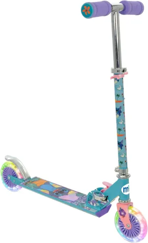 Disney Stitch Scooter for Girls and Boys | Folding Inline 2 Wheel Kids Scooter with Light Up Wheels l Adjustable Height - Age 5 