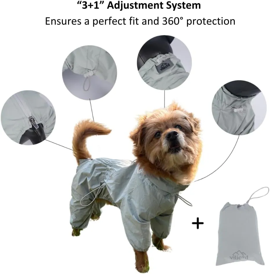 Dog Raincoat, Waterproof Coat, Light Weight & Weather Resistant Shell, Full Coverage Rain Jacket with Legs, Including Storage Bag, for Small Breed(X-Small)