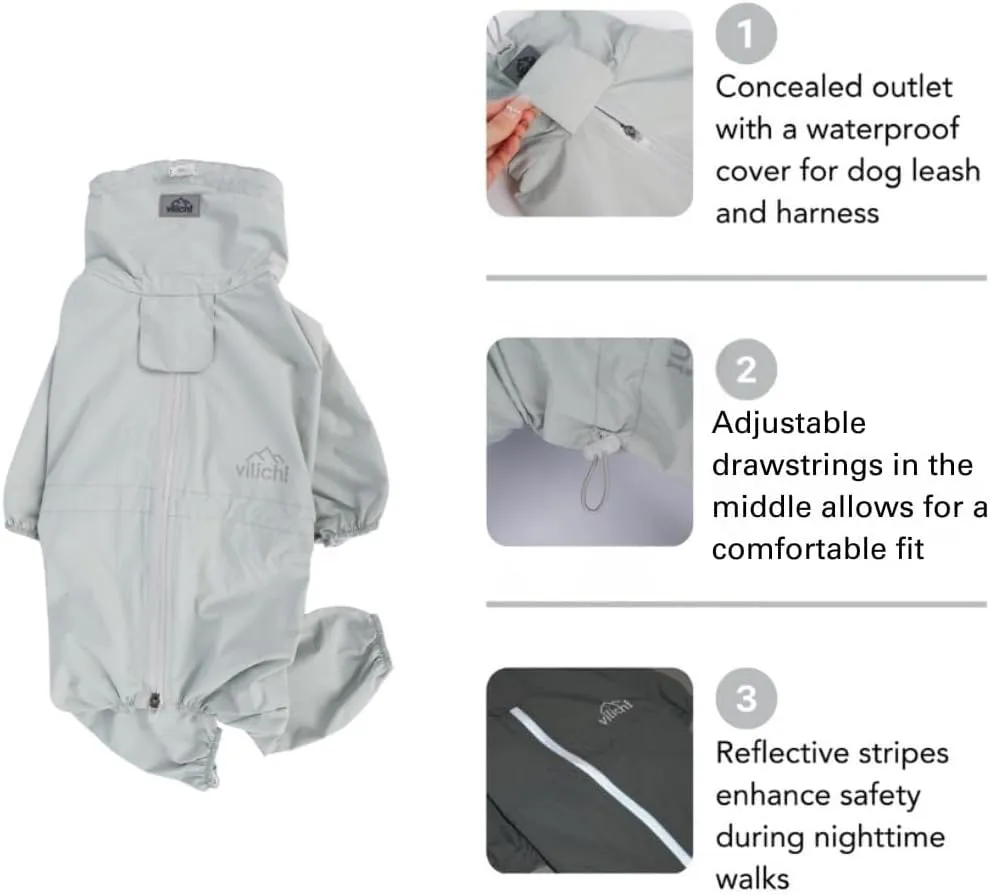 Dog Raincoat, Waterproof Coat, Light Weight & Weather Resistant Shell, Full Coverage Rain Jacket with Legs, Including Storage Bag, for Small Breed(X-Small)