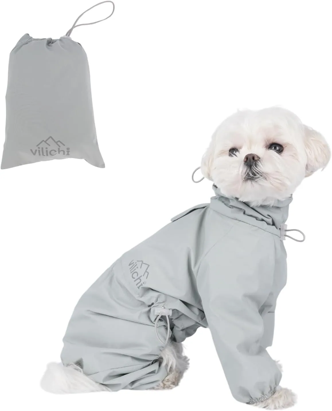 Dog Raincoat, Waterproof Coat, Light Weight & Weather Resistant Shell, Full Coverage Rain Jacket with Legs, Including Storage Bag, for Small Breed(X-Small)