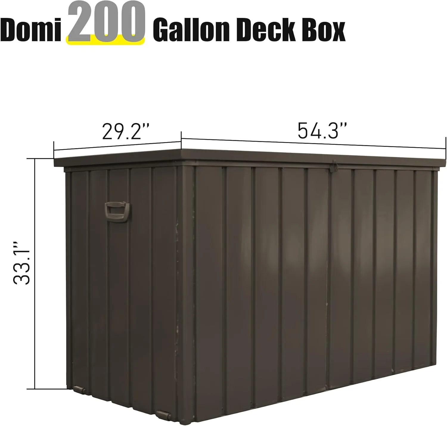 Domi 200 Gallon Deck Box Outdoor Storage Box, Lockable Storage Cabinet Deck Box Outdoor Waterproof, Large Metal Storage Bin for Patio Furniture Cushions Garden Tools Pool-Supplies, Brown