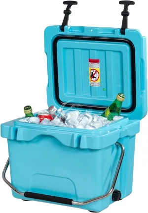 DORTALA 16 Quart Cooler, Heavy Duty Ice Chest with Handle, Drain Plug & 2 Cup Holders, 3-5 Day Ice Retention, Portable Ice Cooler Ideal for Camping, Travel, Fishing &Activities