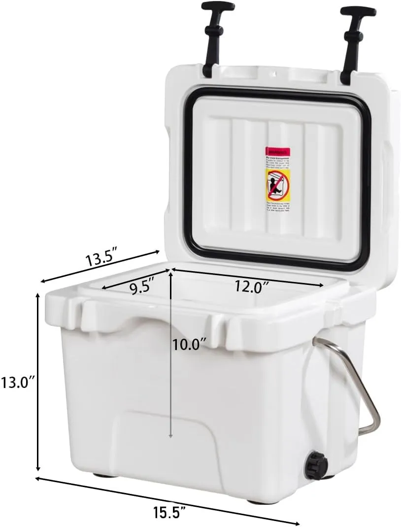 DORTALA 16 Quart Cooler, Heavy Duty Ice Chest with Handle, Drain Plug & 2 Cup Holders, 3-5 Day Ice Retention, Portable Ice Cooler Ideal for Camping, Travel, Fishing &Activities