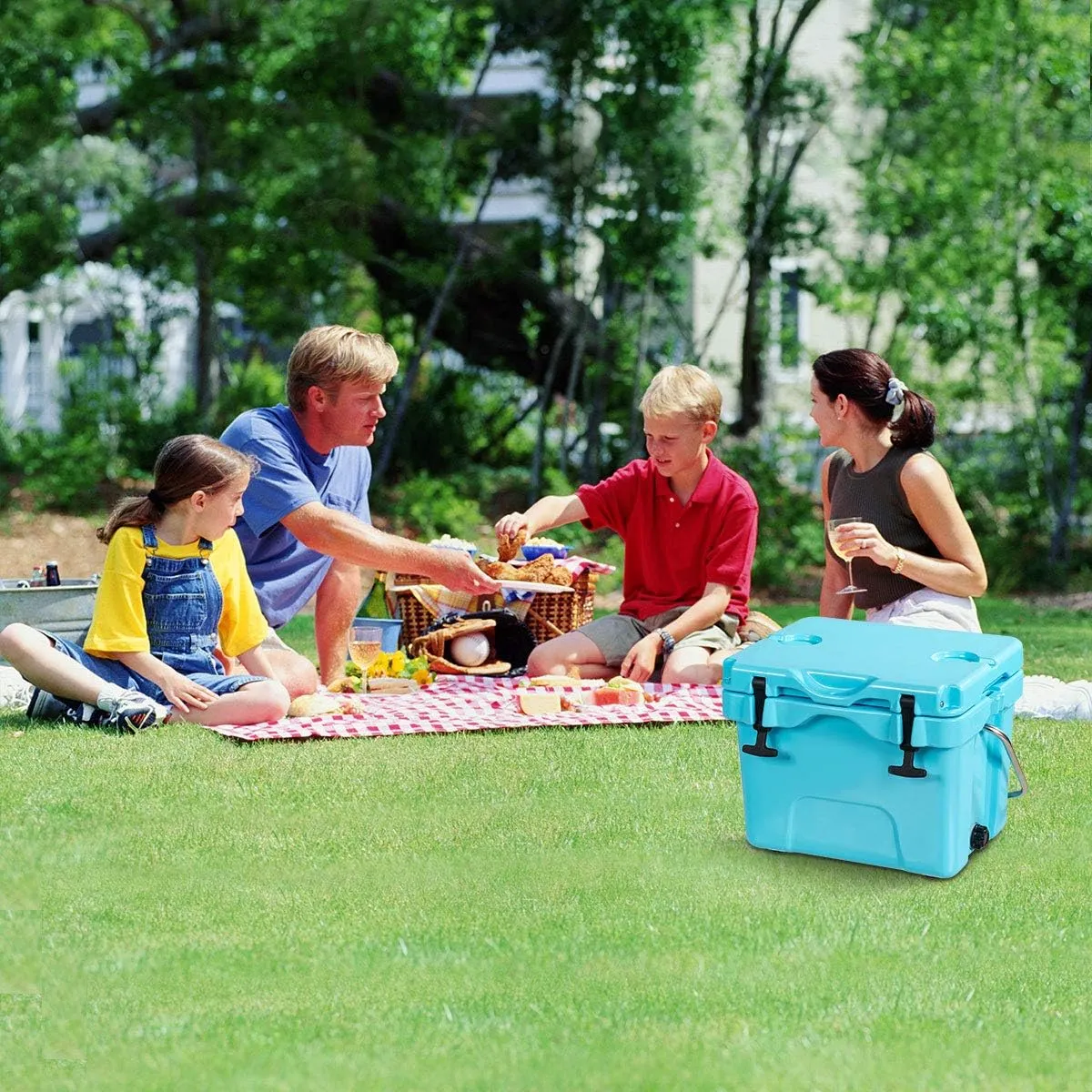 DORTALA 16 Quart Cooler, Heavy Duty Ice Chest with Handle, Drain Plug & 2 Cup Holders, 3-5 Day Ice Retention, Portable Ice Cooler Ideal for Camping, Travel, Fishing &Activities