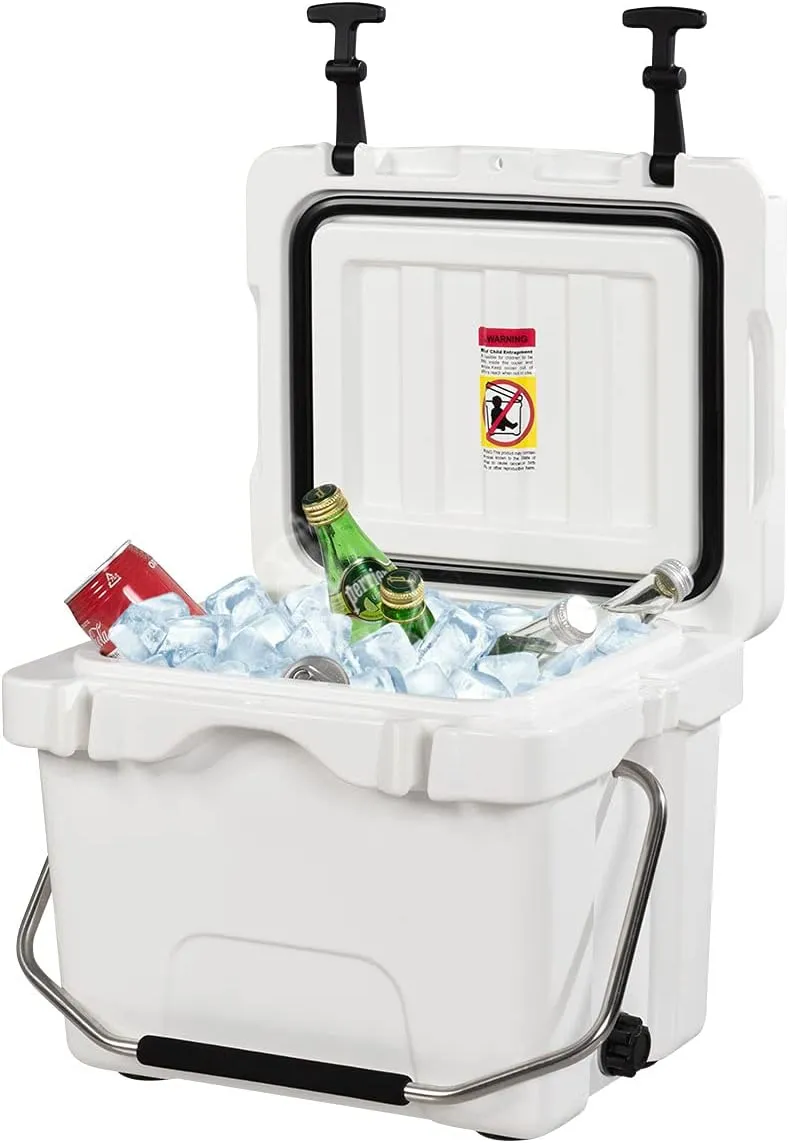 DORTALA 16 Quart Cooler, Heavy Duty Ice Chest with Handle, Drain Plug & 2 Cup Holders, 3-5 Day Ice Retention, Portable Ice Cooler Ideal for Camping, Travel, Fishing &Activities