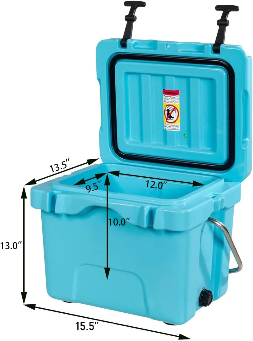 DORTALA 16 Quart Cooler, Heavy Duty Ice Chest with Handle, Drain Plug & 2 Cup Holders, 3-5 Day Ice Retention, Portable Ice Cooler Ideal for Camping, Travel, Fishing &Activities