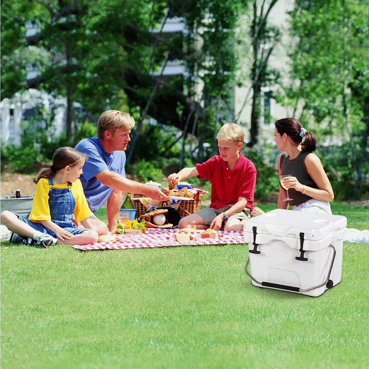 DORTALA 16 Quart Cooler, Heavy Duty Ice Chest with Handle, Drain Plug & 2 Cup Holders, 3-5 Day Ice Retention, Portable Ice Cooler Ideal for Camping, Travel, Fishing &Activities