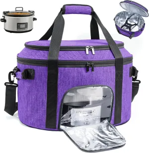 Double-Layer Slow Cooker Carrying Bag for 6-8 Quart CrockPot and Hamlton Beach, Travel Bag With Lid Fastener, Portable Carrier Case With See-Through Window