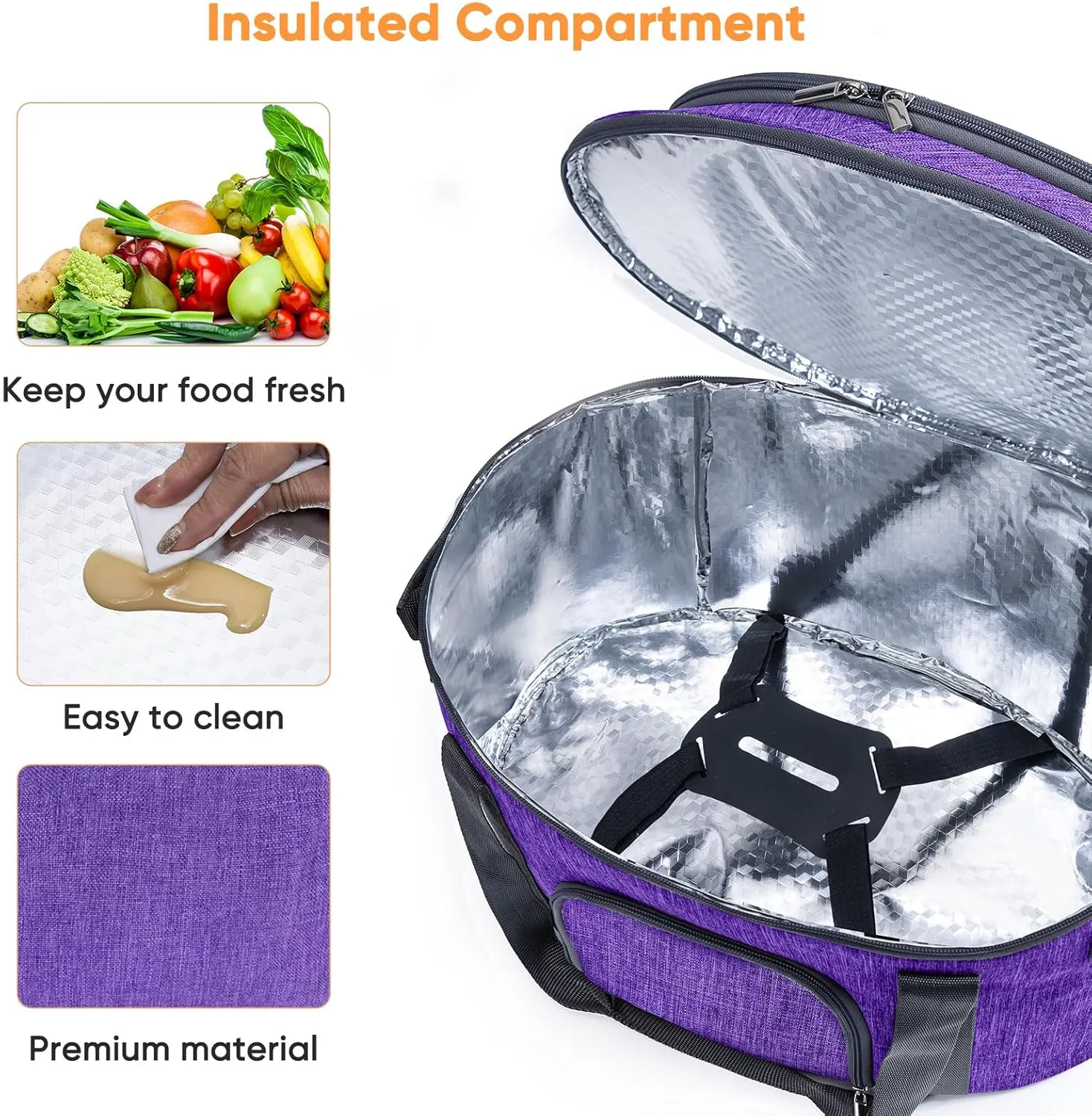Double-Layer Slow Cooker Carrying Bag for 6-8 Quart CrockPot and Hamlton Beach, Travel Bag With Lid Fastener, Portable Carrier Case With See-Through Window