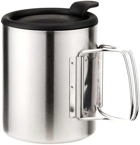 Double-layer stainless steel camping cup insulation cup outdoor mountaineering travel water cup 2pcs(FMP-303-320ML)