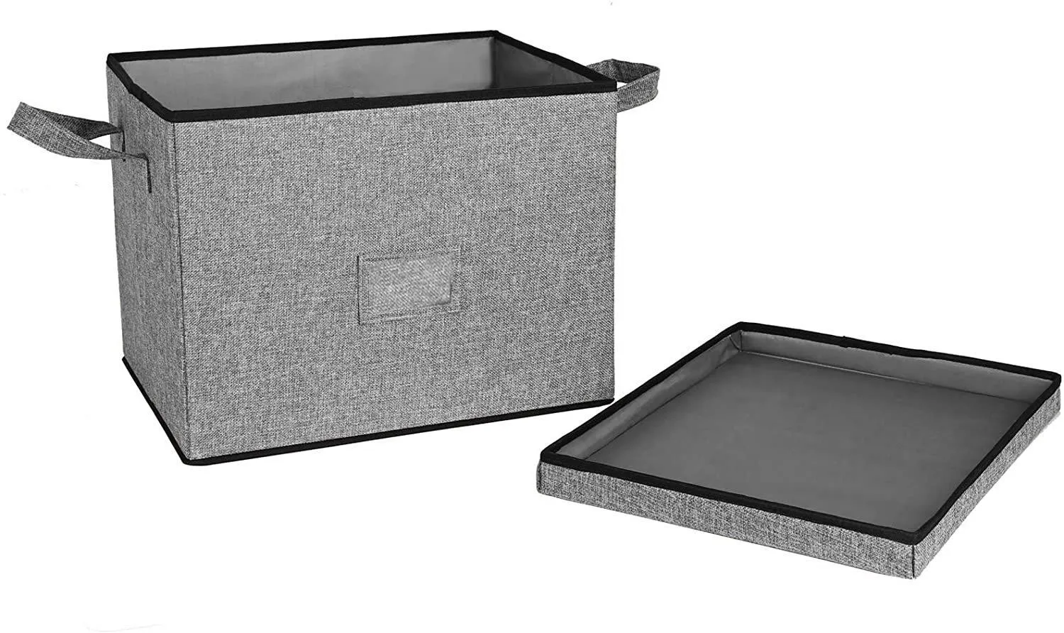 DOUBLE R BAGS Large-Capacity Foldable Storage Bin Box with Lid Cover and Handle (Grey)(Strg-4G1)