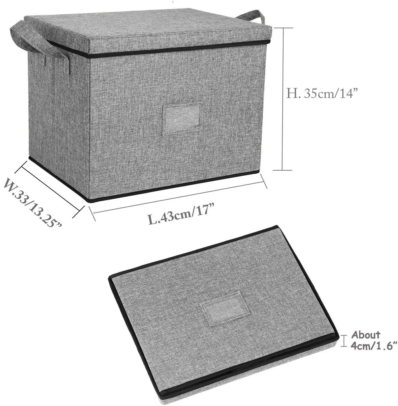 DOUBLE R BAGS Large-Capacity Foldable Storage Bin Box with Lid Cover and Handle (Grey)(Strg-4G1)