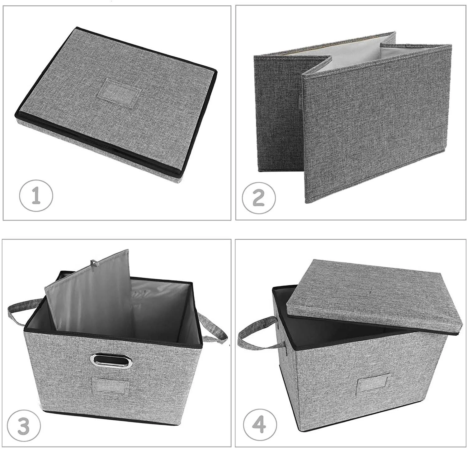 DOUBLE R BAGS Large-Capacity Foldable Storage Bin Box with Lid Cover and Handle (Grey)(Strg-4G1)