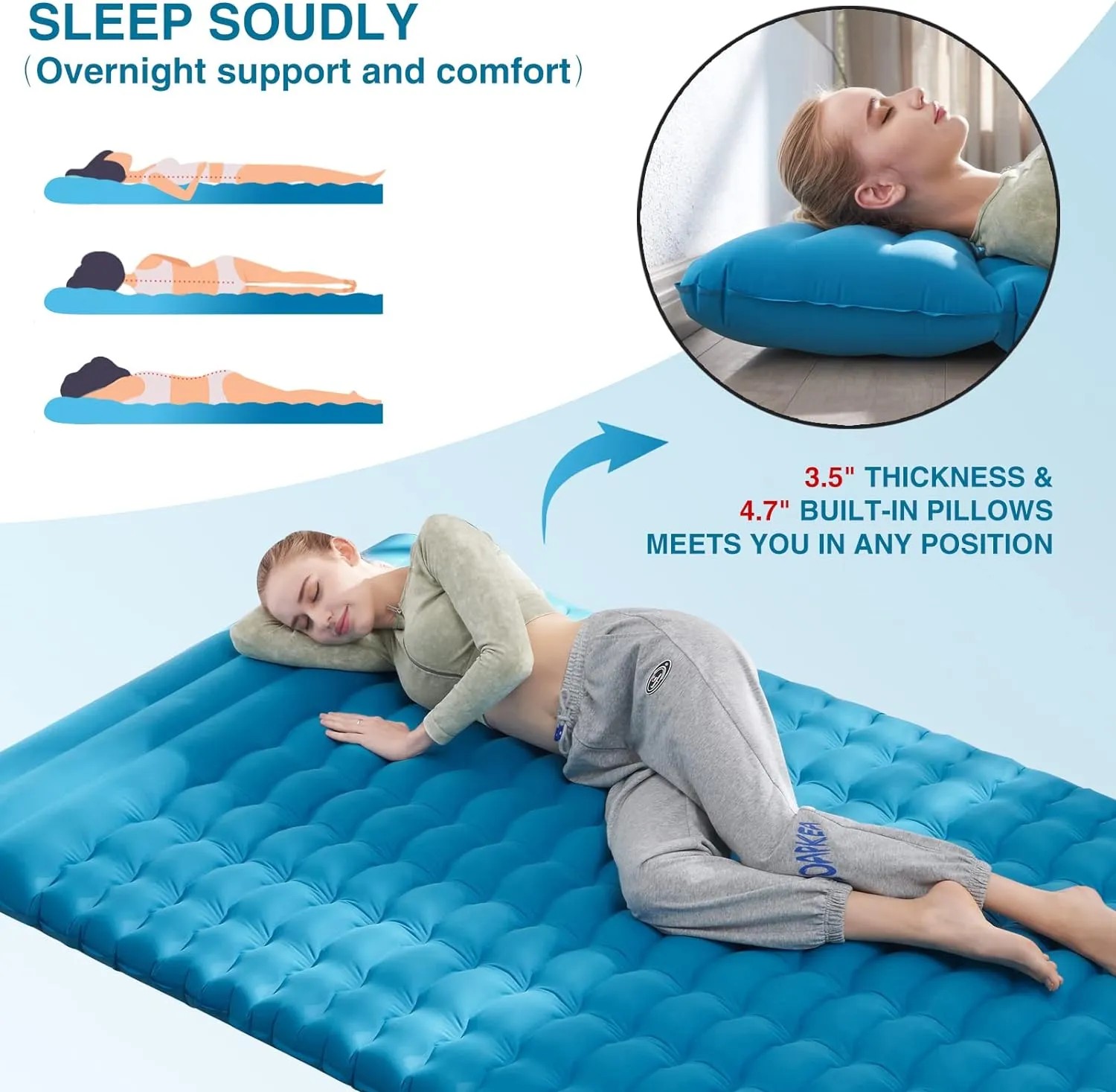 Double Sleeping Pad With Built-In Pillow