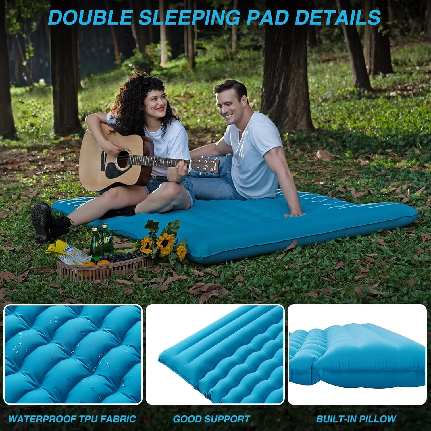 Double Sleeping Pad With Built-In Pillow