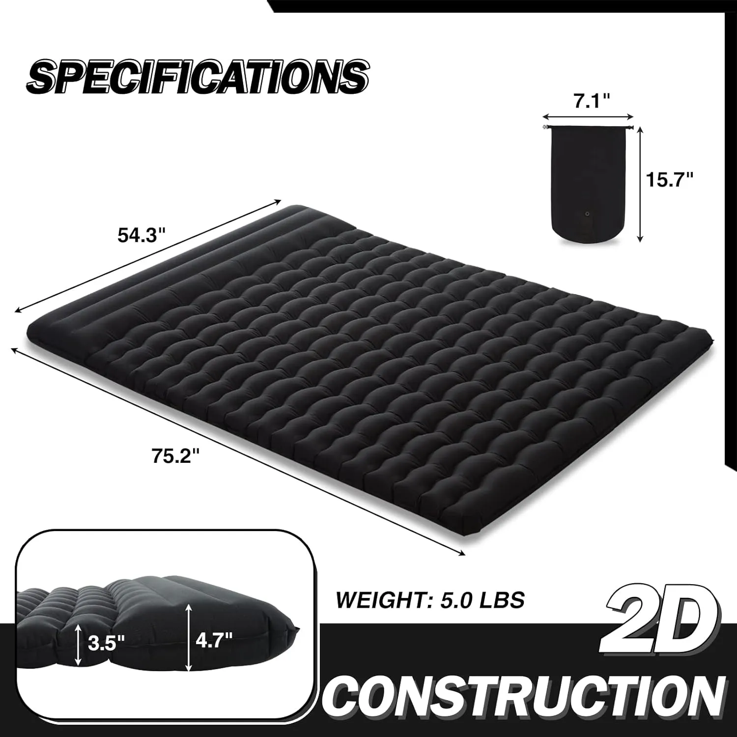 Double Sleeping Pad With Built-In Pillow