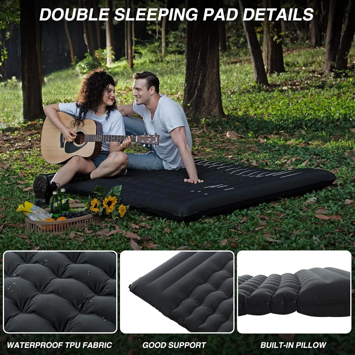 Double Sleeping Pad With Built-In Pillow