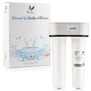 Doulton ¦ Duo Under Sink Filter System ¦ ⅜ Push Fit ¦ 10" UltraCarb Short Thread Element BSP Mount 9501 with Limescale Reduction Treatment Cartridge 9A04 ¦ Superb Taste Drinking Water Filter ¦ White