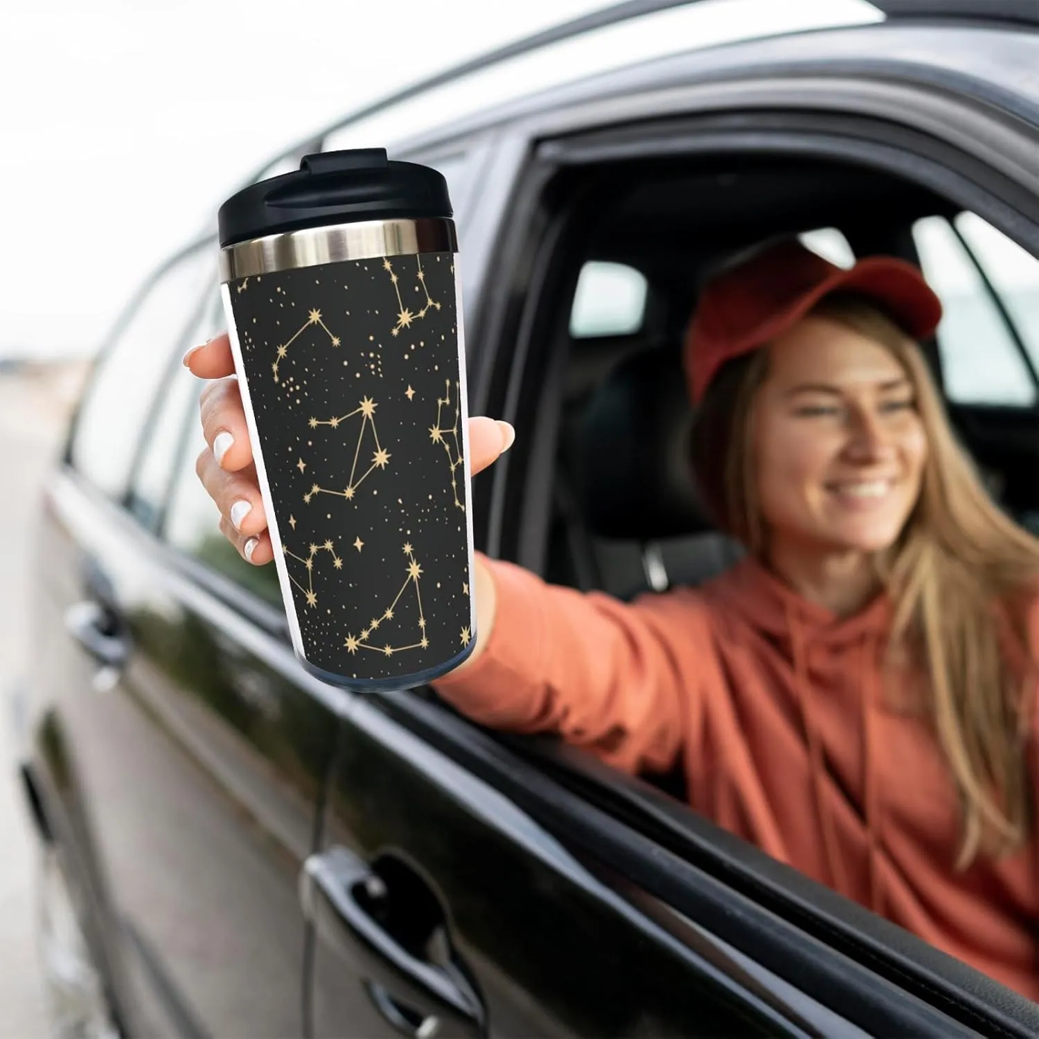 Drawing of The Constellations 13OZ Coffee Cup,With Lid Stainless Steel Insulated Tumbler Travel Mug Insulated Water Bottle,for Dad Mom Friends Coworkers