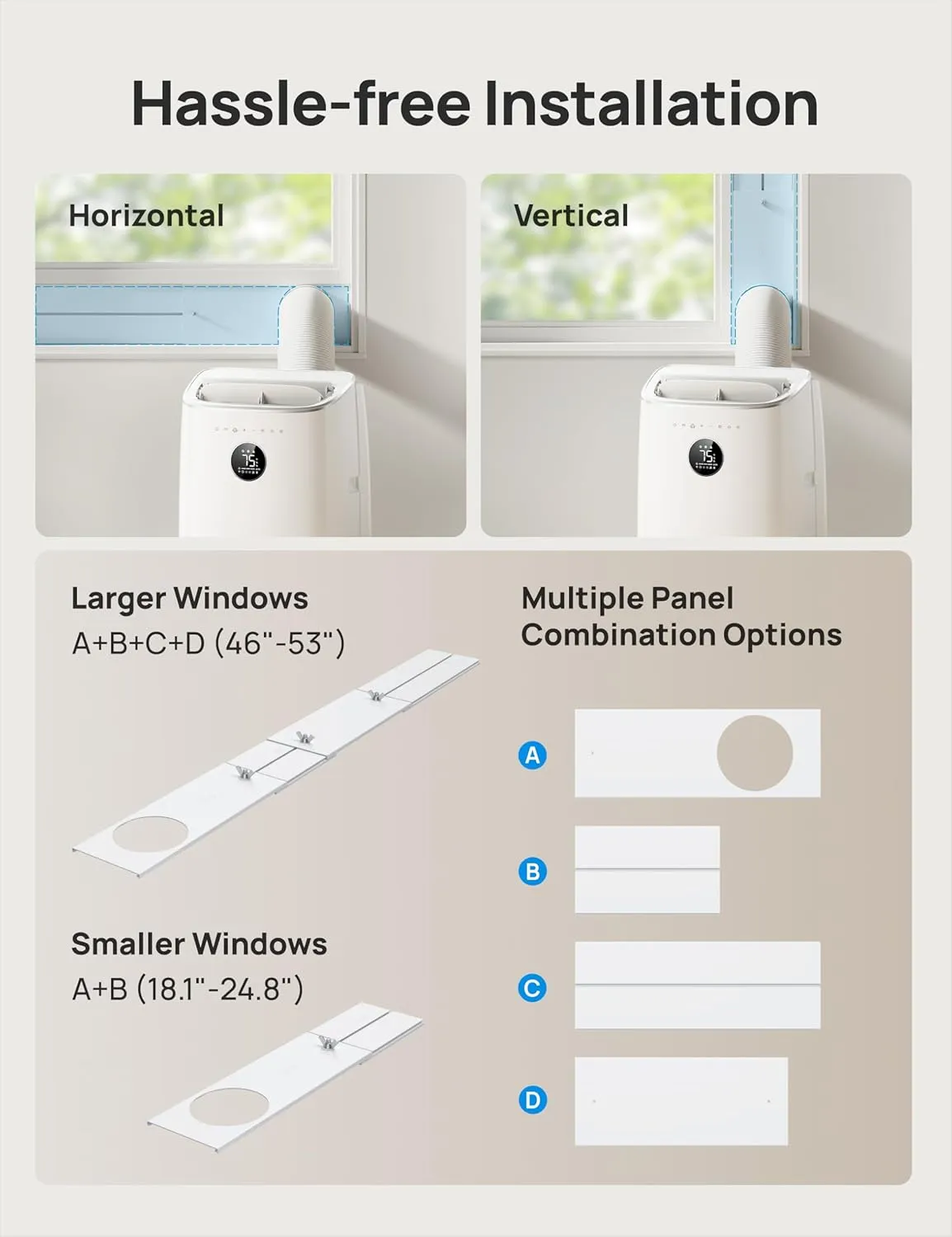 Dreo Portable Air Conditioners, 8000 BTU ASHRAE (5000 BTU DOE) Smart AC Unit for Bedroom with Drainage-free Cooling, 45dB Quiet, APP/Voice/Remote, Portable AC for Room Indoors, AC318S