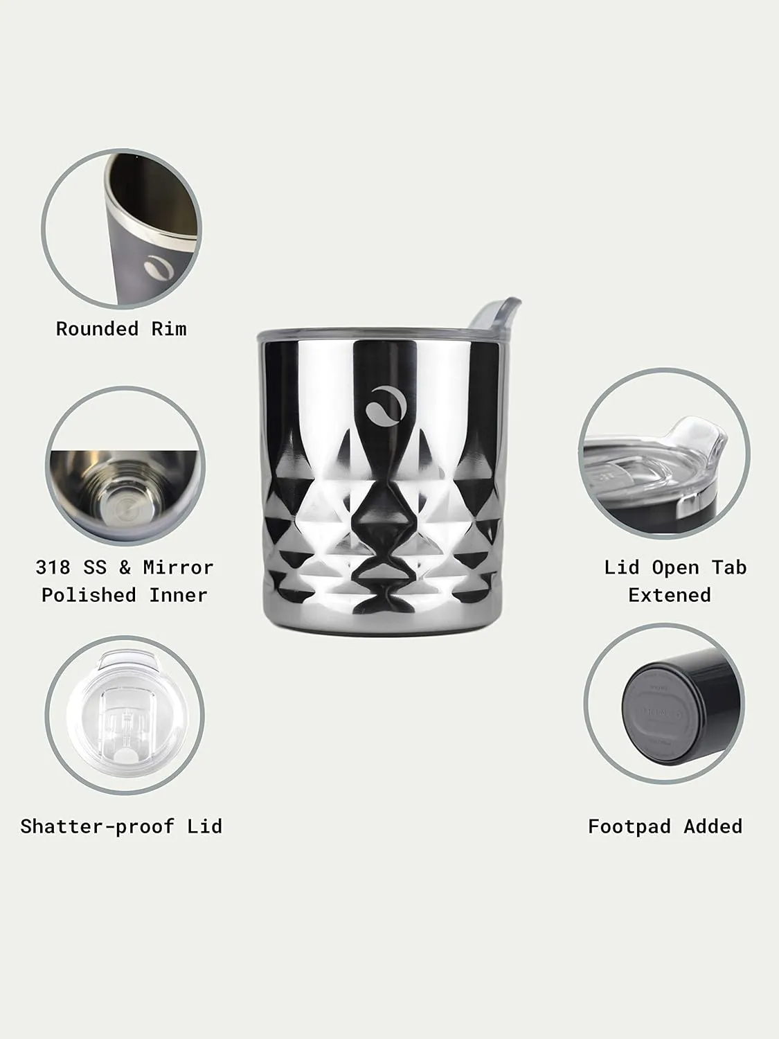 Drinco- 10oz Stainless Steel Tumbler, Vacuum Insulated Tumbler Whiskey Glass, Rocks Glass, GULT (10oz Whiskey Tumbler, Diamond)