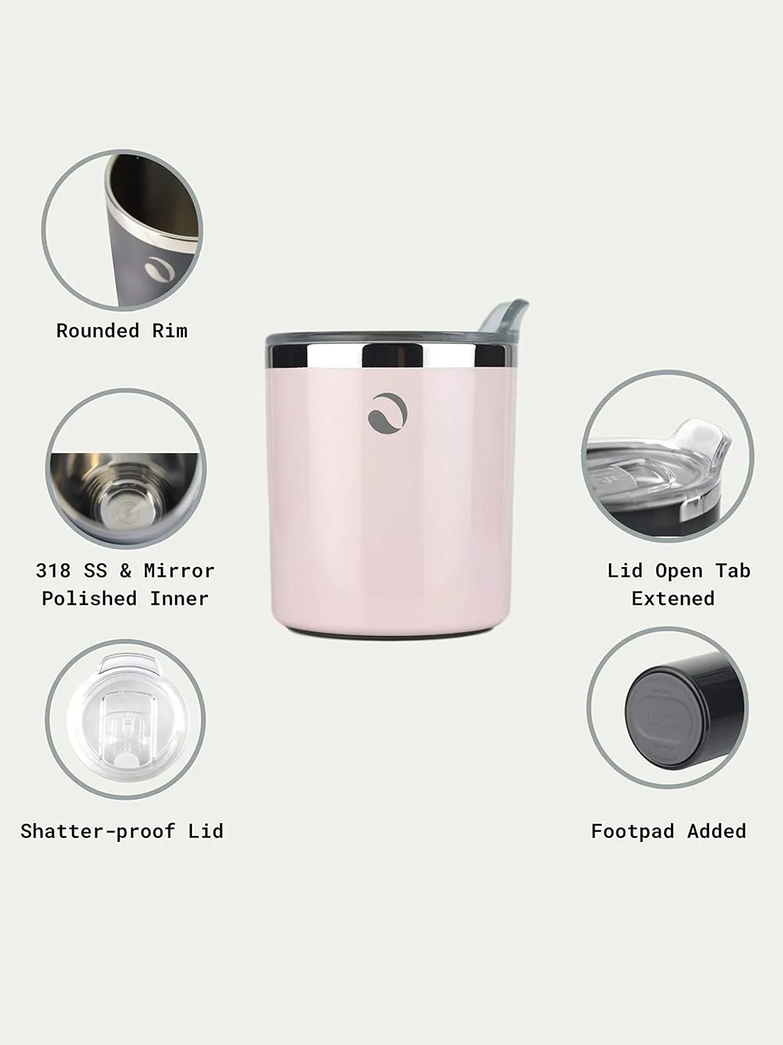 Drinco- 10oz Stainless Steel Tumbler, Vacuum Insulated Tumbler Whiskey Glass, Rocks Glass, GULT (10oz Whiskey Tumbler, Pale Pink)
