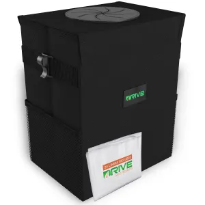 Drive Auto Car Trash Can - Collapsible, Leakproof Garbage Bin with 20 Trash Bags and Adjustable Strap - Car & Truck Accessories for Men and Women - Black, Large
