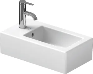 Duravit 070225-1HOLE Vero 9-7/8" Rectangular Ceramic Wall Mounted Bathroom Sink with Overflow and 1 Faucet Hole - White/Glazed Underside